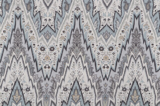 Williamsburg Bray Flamestitch Printed Cotton Twill Drapery Fabric in Mineral