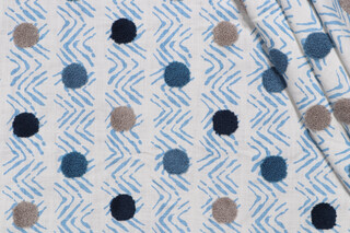 PK Lifestyles Moon Beat Printed & Embroidered Cotton Drapery Fabric in Bliss