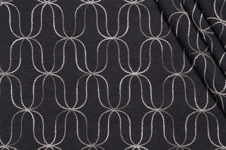 Novogratz Acoustic Embroidered Drapery Fabric in Onyx