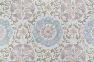 PK Lifestyles Soumak Suzani Printed Cotton Drapery Fabric in Vapor