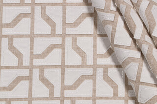 Covington Greystones Applique Embroidered Drapery Fabric in 197-Flax 