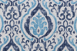 Covington Alahambra Printed Cotton Drapery Fabric in 54-Sapphire 