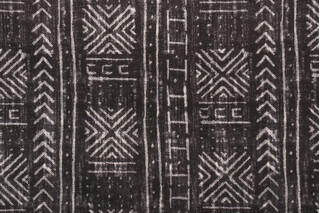 Genevieve Gorder Mali Mud Cloth Printed Polyester Outdoor Fabric in Ebony