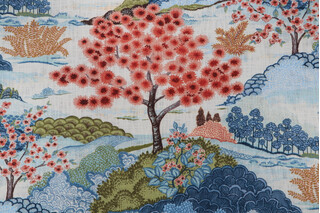 Mill Creek Yuhua-Marvy Printed Cotton Drapery Fabric in Coral