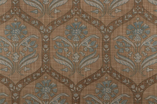 Thibaut Caton F94125 Printed Cotton Muslin Drapery Fabric in Teal & Tobacco