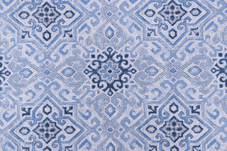 Covington Becca Printed Cotton Drapery Fabric in 51-Denim