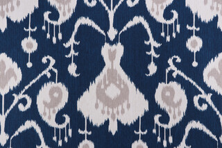 Magnolia Home Java Printed Cotton Drapery Fabric in Navy 