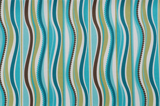 Wave Printed Polyester Outdoor Fabric in Lagoon