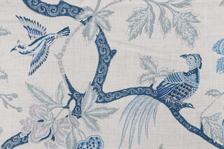 Schumacher Arbre Chinois Table-Printed Linen Drapery Fabric