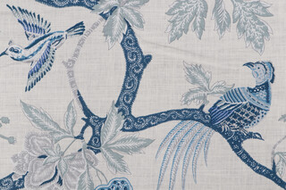 Schumacher Arbre Chinois Table-Printed Linen Drapery Fabric