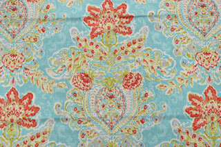 1 Yard Dena Home Crystal Vision Printed Linen Blend Drapery Fabric in Capri