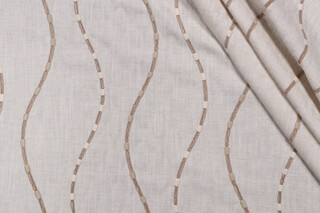 Sample of Richloom Pirouette Embroidered Drapery Fabric in Linen 