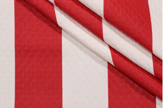 Richloom Cabana Stripe-Diamond Tech Printed Polyester Outdoor Fabric in Red