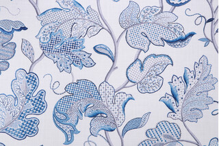 Kaufmann Luana Printed Cotton Drapery Fabric in Blue Sand
