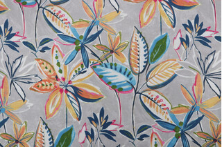 PK Lifestyles Painted Leaves Printed Polyester Outdoor Fabric in Opal