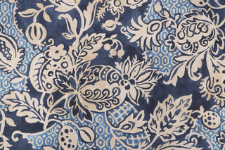 P Kaufmann Bruges Printed Cotton Drapery Fabric in Midnight