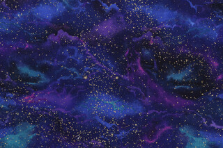 Chong-A Hwang Fabrics of SoHo Galaxy Cosmic Sky Metallic Printed Cotton Craft Fabric in Galaxy