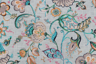 Covington Wedgewood Printed Linen Blend Drapery Fabric in 507-Aquarius