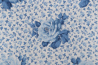 Scalamandre Floral Printed Cotton Drapery Fabric in Blue