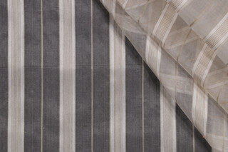Fonthill Crawford Stripe Sheer Drapery Fabric in Natural