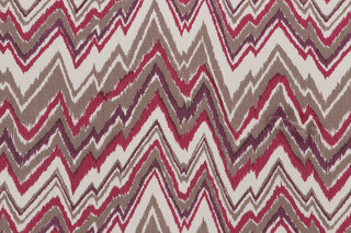Fonthill Alexander Flame Printed Wool Drapery Fabric in Maroon & Grape