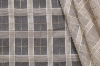 1 Yard Fonthill Crawford Check Sheer Silk Drapery Fabric in Natural