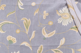 Scalamandre Sindia Sheer Embroidered Drapery Fabric in Yellow/Green/White