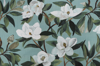 Lacefield Shelby Printed Cotton Blend Drapery Fabric in Eucalyptus 