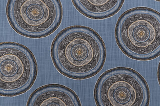 Robert Allen Jambasa Printed Cotton Drapery Fabric in Greystone