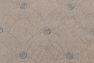 Leo Embroidered Linen Drapery Fabric in Mist