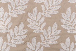 Bimini Vine Embroidered Drapery Fabric in Burlap