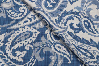 Buta Paisley Reversible Decorator Fabric in Natural/Blue