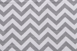 Premier Prints Zigzag Slub Printed Cotton Drapery Fabric in Ash/White