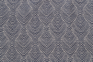 1 Yard Plume Woven Chenille Upholstery Fabric in Indigo