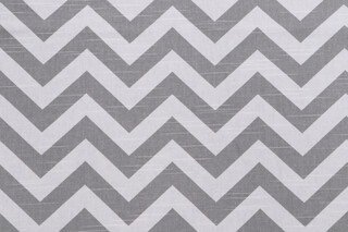 Premier Prints Zig Zag-Slub Printed Cotton Drapery Fabric in Ash/White