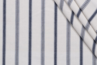 Stripe Woven Cotton Decorator Fabric in Denim