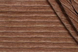 Pleated Velvet Chenille Upholstery Fabric in Nougat