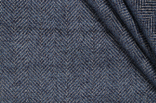 Herringbone Woven Chenille Upholstery Fabric in Indigo