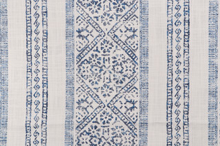 1 Yard Kendall Wilkinson Tosho Stripe Printed Cotton Drapery Fabric in Indigo for Fabricut