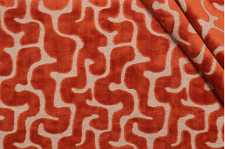 Hamilton Backlash Velvet Upholstery Fabric in Brick