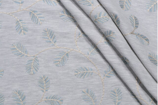 PK Lifestyles Leaf Love Embroidery Drapery Fabric in Moonstone