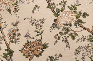 Thibaut Rye F93337 Printed Cotton Drapery Fabric in Tan