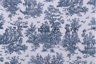 Premier Prints Jamestown Toile Printed Cotton Drapery Fabric in Premier Navy