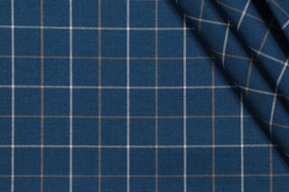 P Kaufmann Anchor Check Woven Polyester Indoor/Outdoor Fabric in Denim 