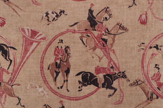 P Kaufmann To The Races Printed Linen Blend Drapery Fabric in Saddle 
