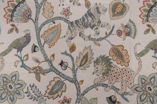 Belle Maison Campbell Printed Linen Blend Drapery Fabric in Stonewash 
