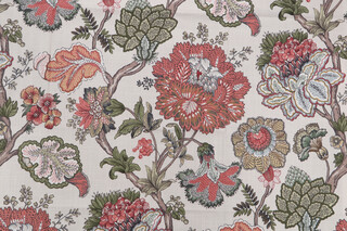 Belle Maison Adira Printed Cotton Drapery Fabric in Coral 