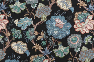 Belle Maison Adira Printed Cotton Drapery Fabric in Onyx 