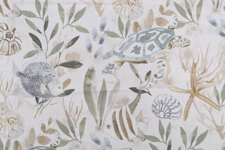 Belle Maison Wellfleet Printed Cotton Drapery Fabric in Spa 