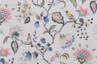 Belle Maison Winifred Printed Cotton Drapery Fabric in Opal 